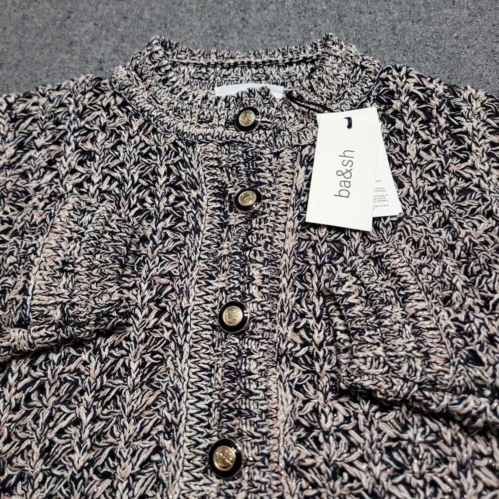 ba&sh Cardigan Womens 1 Small Marine Novela Open Chunky Knit Sweater Italian